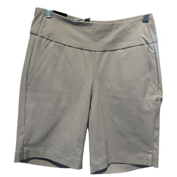 NWT Under Armour Women’s Gray Heat Gear Fitted 9” Athletic Shorts - Size Medium - Picture 1 of 5